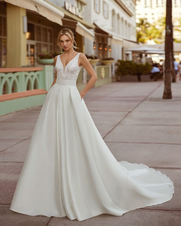 CONSU Wedding Dress luna novias collection 2024: Paris Boutique