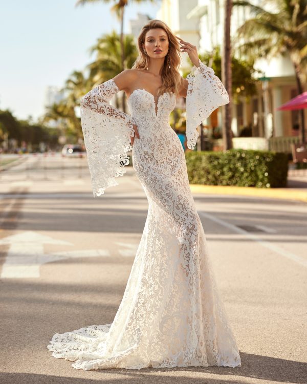 CAROLINE Wedding Dress luna novias collection 2024: Paris Boutique