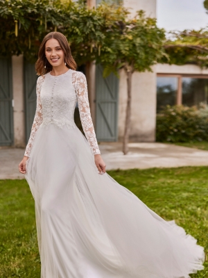 Robe de mariée NAITEL Dentelle manches longues
